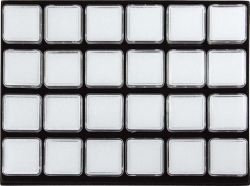 Plastic boxes 38x38 mm with display