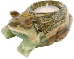 Candle light Frog 10 cm, Onyx Marble