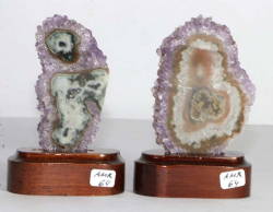 Set Amethystrosen auf Holzsockel Nr. 64