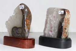 Set Agates polished with wooden bases No. AC90