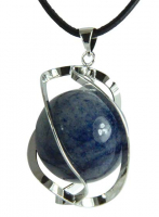 Anhnger DNA-Spirale mit 20 mm Kugel Blauquarz (LOT92)