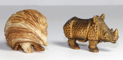 Igel und Nashorn aus Landschaftsjaspis und Tigerauge Nr. GR25 (2 St�ck)