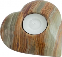Teelicht Herz Onyx-Marmor (Aragonit)