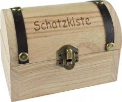 Schatzkiste (Holz) 9.5 cm mit Aufdruck, leer