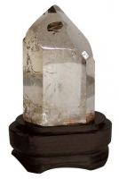 Quartz fum poli avec base en bois No. 20