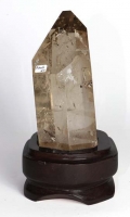 Quartz fum poli avec base en bois No. 20