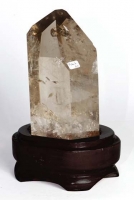 Quartz fum poli avec base en bois No. 20